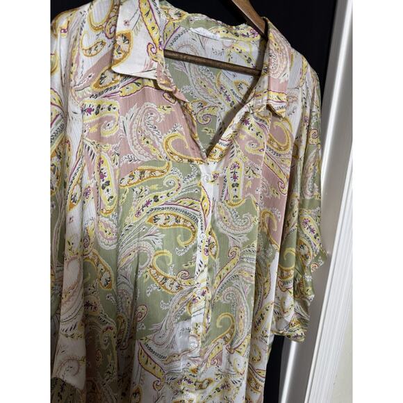 Emily Wonder Womens Colorful Paisley Print Blouse Spring Lightweight - Picture 3 of 8